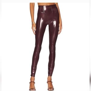 SPANX Shiny Patent Vinyl Burgundy Leggings